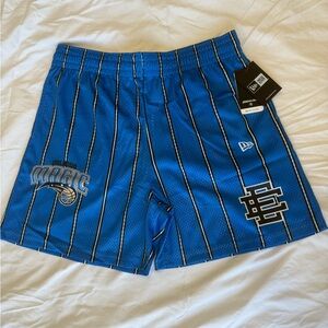 New Era Blue Athletic Shorts with Stripes